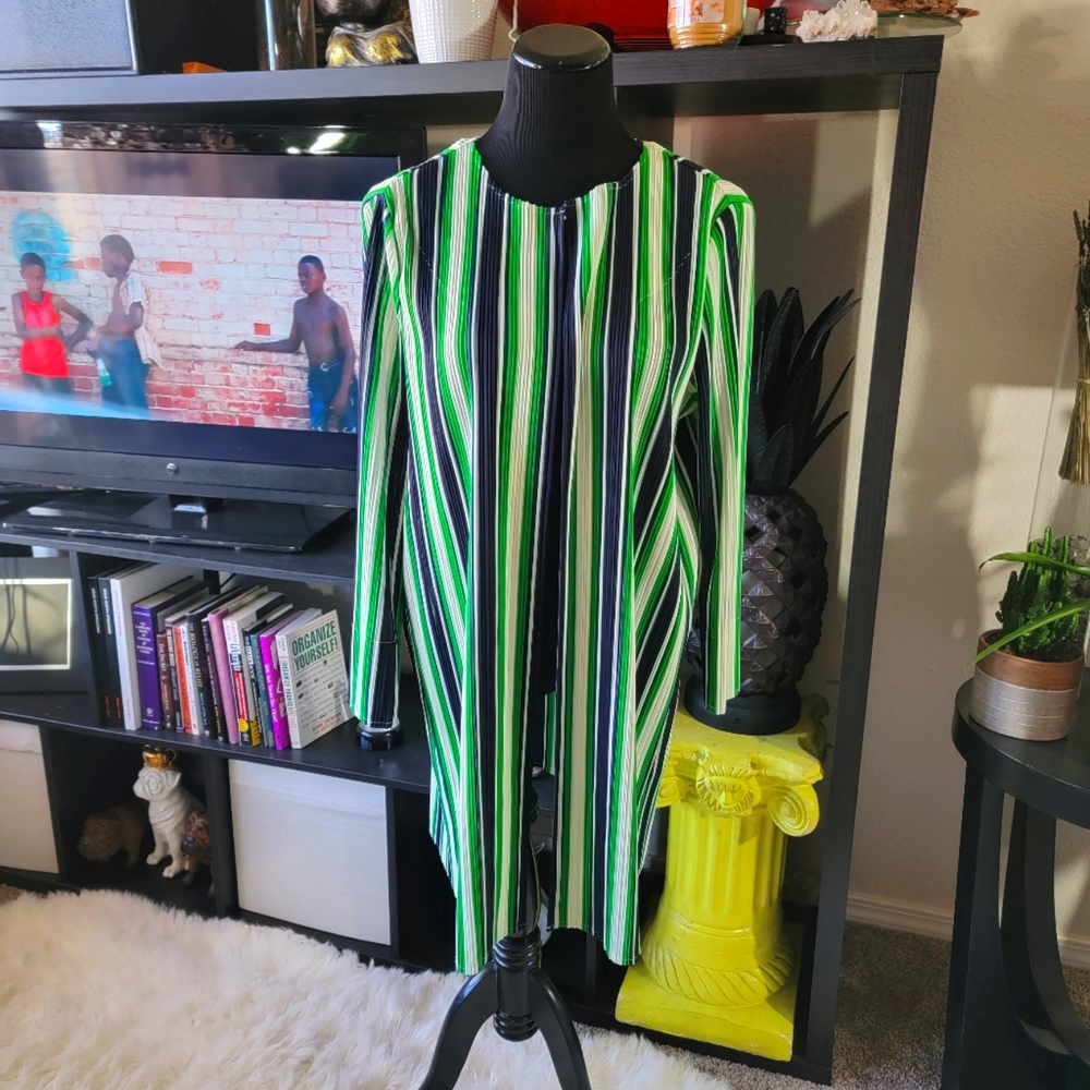 Chicos Traveler Collection Duster Cardigan Striped sz 2 (12/14)